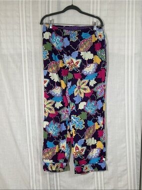 Nick & Nora Multicolor Floral Leaf Print Pajama Pants - Navy Base
